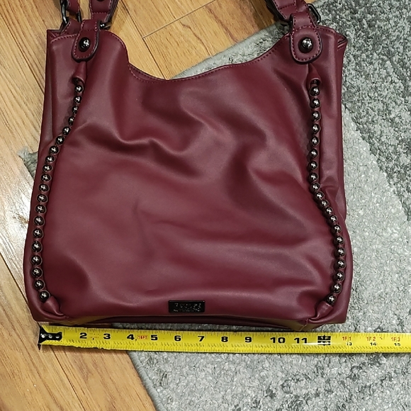 Carlos Santana Burgundy Studded Tote Bag - Picture 11 of 13